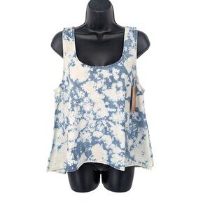 Porter Blue Chambray Tie Dye Swing Tank Top Coastal Relaxed Boho Resort Size XL